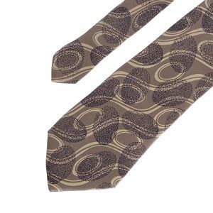 Fratelli Mens Metallic Sheen Brown Black Ovals Silk Necktie Made in Italy 58in